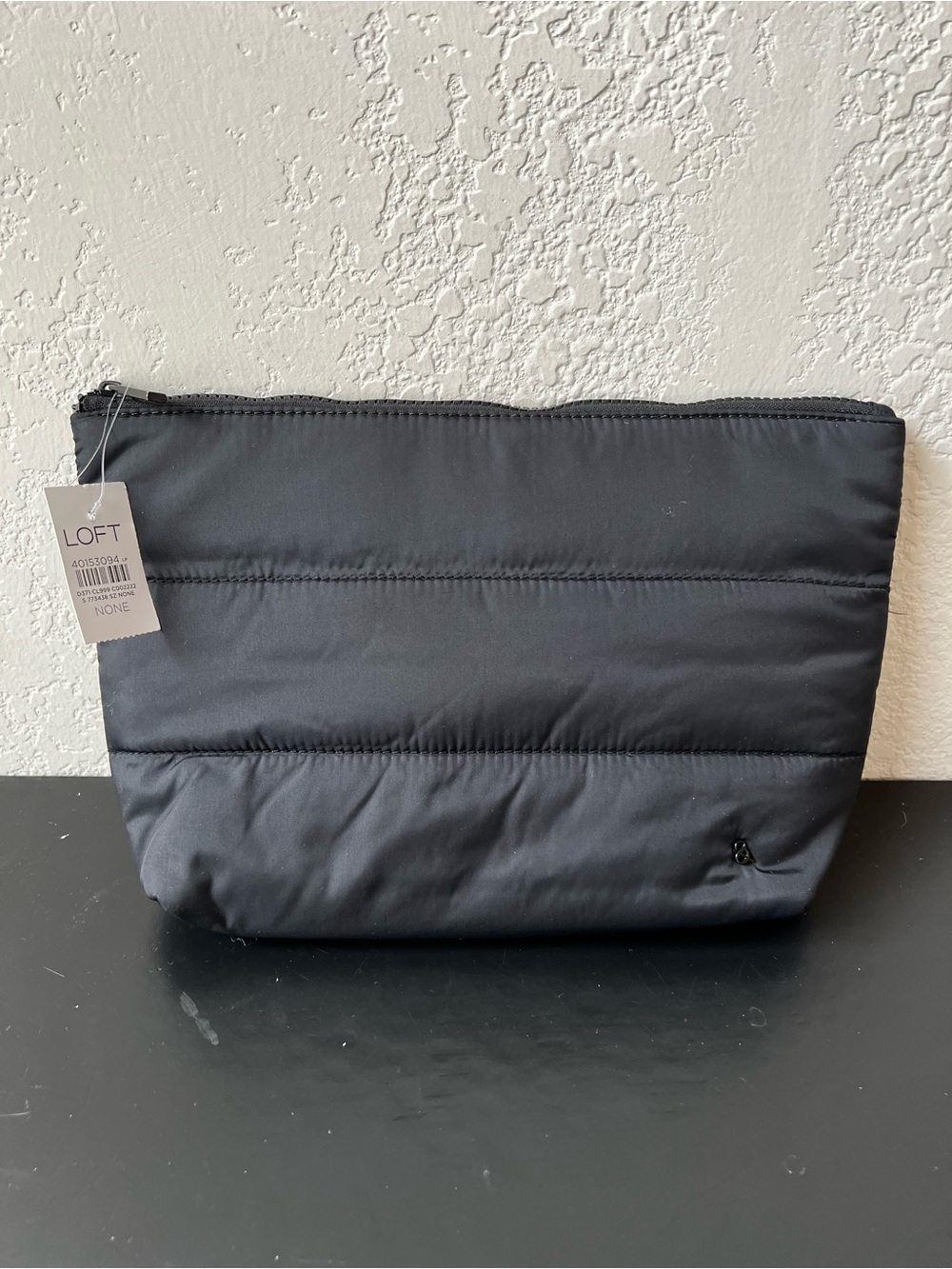 LOFT Lou and Grey Black Quilted Puffer Toiletry Pouch